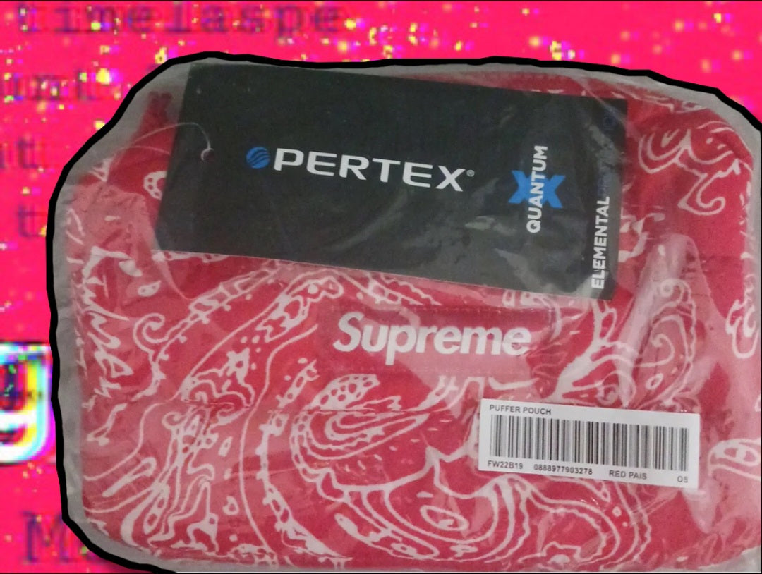 Supreme Puffer Pouch Red Paisley – Count Sole