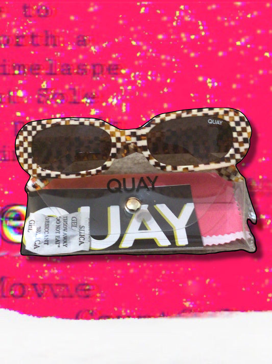 Quay x So Serious Round Check Print Unisex 38mm Sunglasses