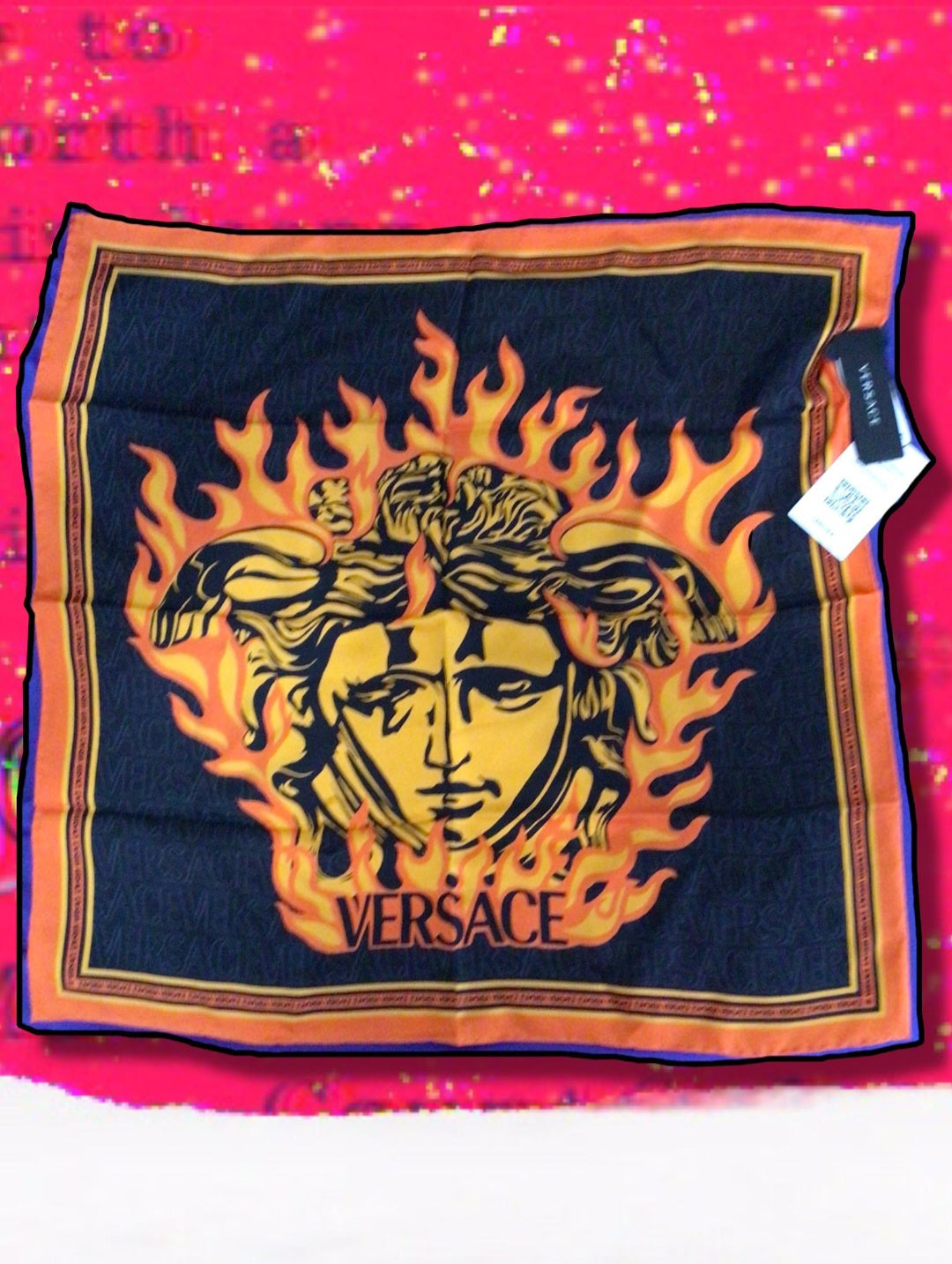 Versace Medusa Flame Silk Foulard 28"